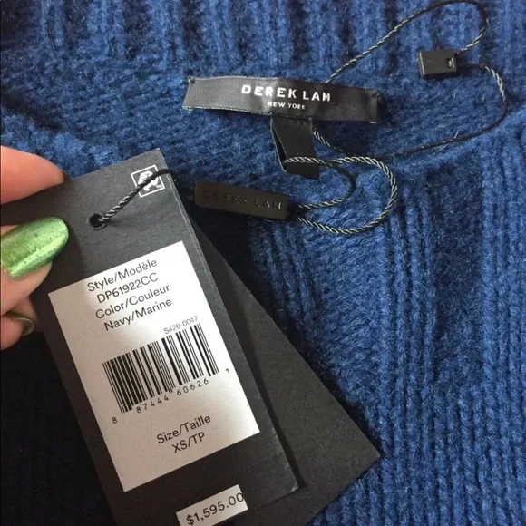 Derek Lam Cashmere blend Navy Knit Pullover MSRP $1599
